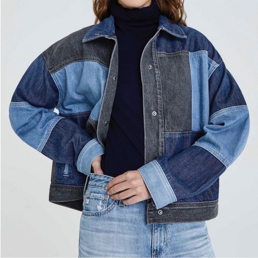 AG Adriano Goldschmied 80's Panelled Oversized Fit Denim Jacket 100% Cotton L
